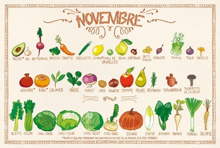 Tous les fruits et légumes du mois de Novembre